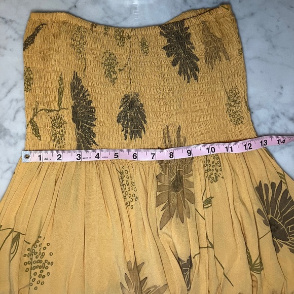 Yellow Strapless Halter Floral Print Summer Dress/Beach - Picture 10 of 15
